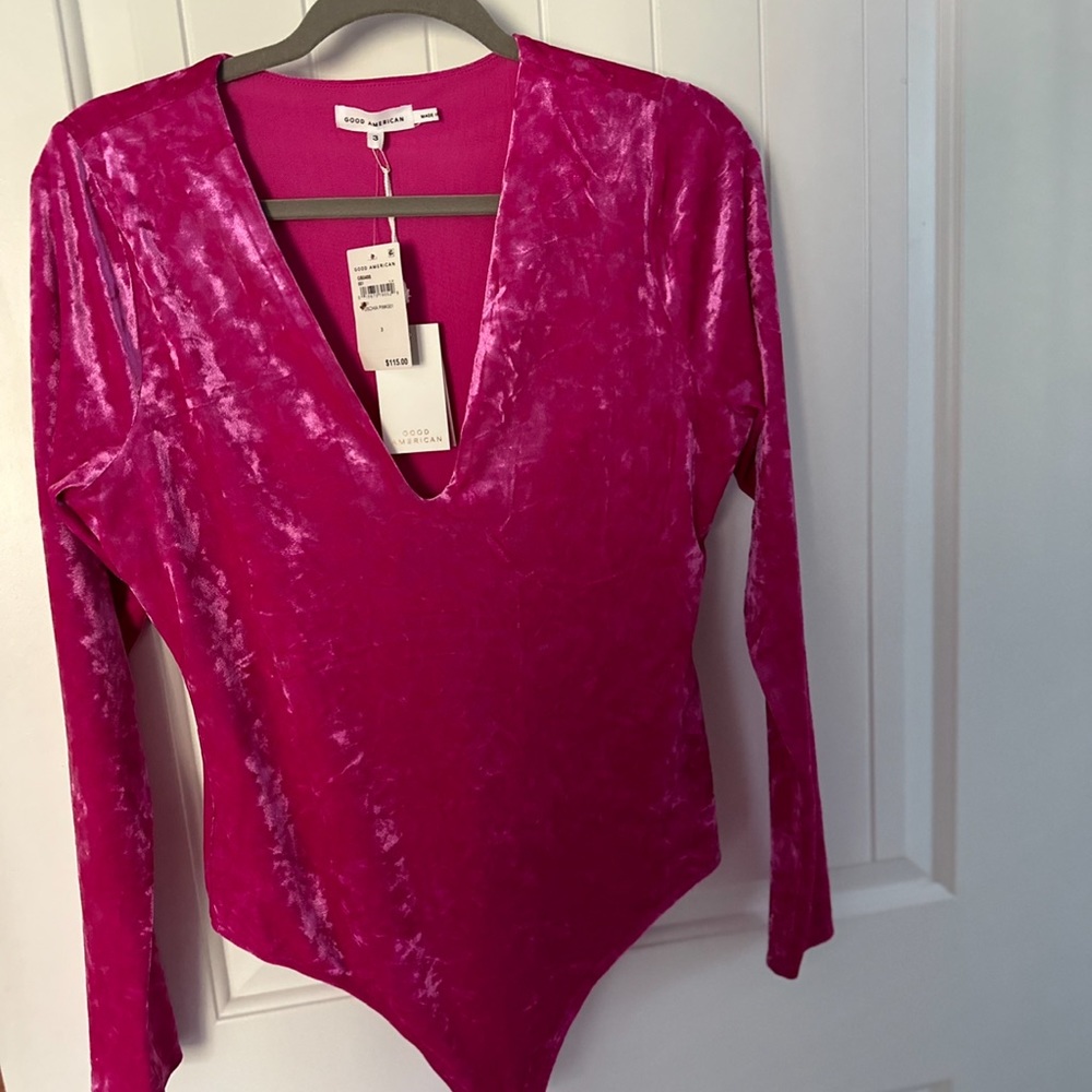 Good American Fuschia pink velvet bodysuit SOLD OUT